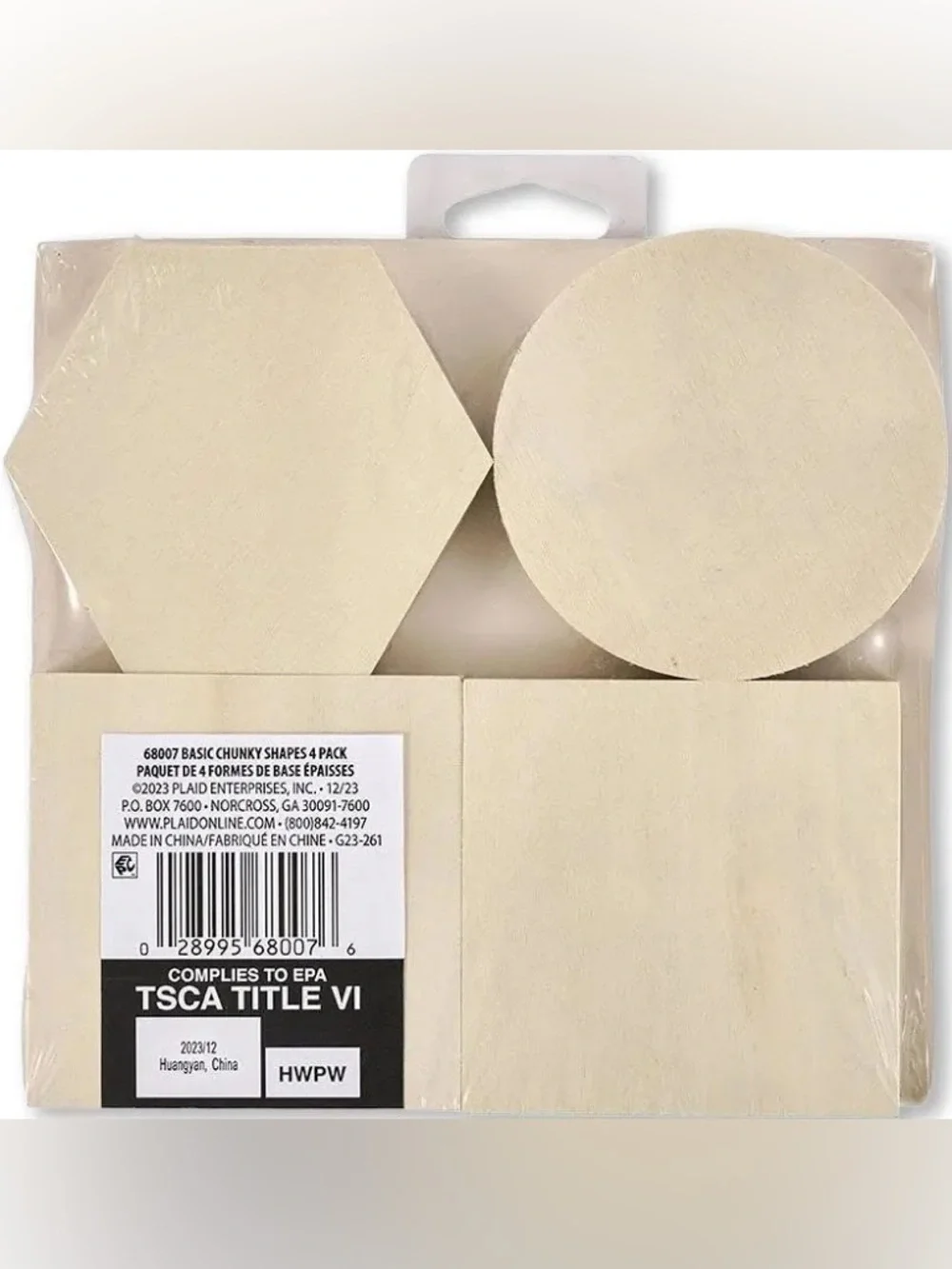 4 separate packs- Chunky Wood Shapes 4-Pack in Natural Beige (total 16 shapes)